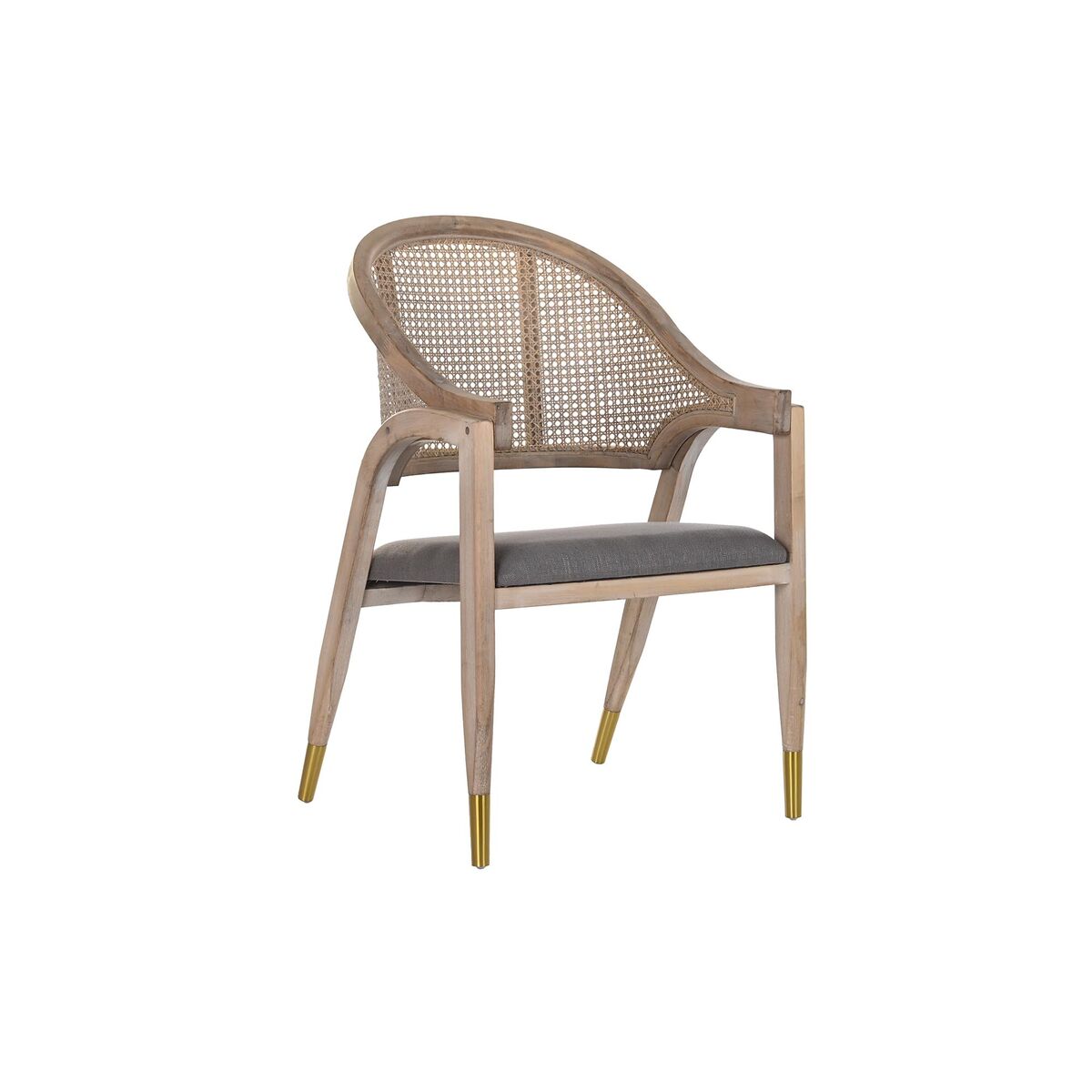 Dining Chair DKD Home Decor Fir Natural Dark grey Rattan (59 x 55 x 88 cm)
