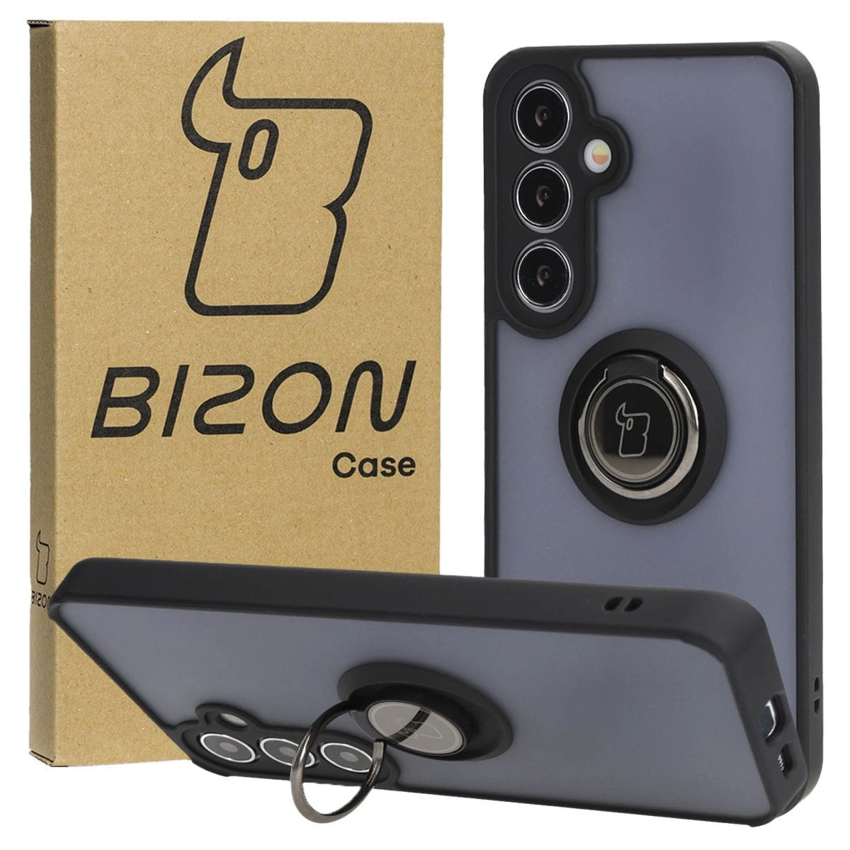 Bizon Case Hybrid Ring Samsung Galaxy S24 Plus smoky with a black frame
