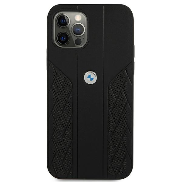 BMW BMHCP12LRSPPK Apple iPhone 12 Pro Max black hardcase Leather Curve Perforate