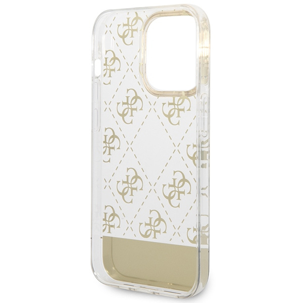 Guess GUHCP14LHG4MHG Apple iPhone 14 Pro gold hardcase 4G Pattern Script