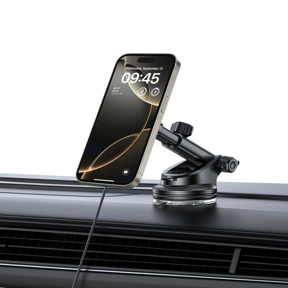 Uchwyt samochodowy na kokpit / do kratki z ładowarką bezprzewodową Tech-Protect MM15W-V10 Magnetic MagSafe Dashboard & Vent Car Mount Wireless Charger 15W Black