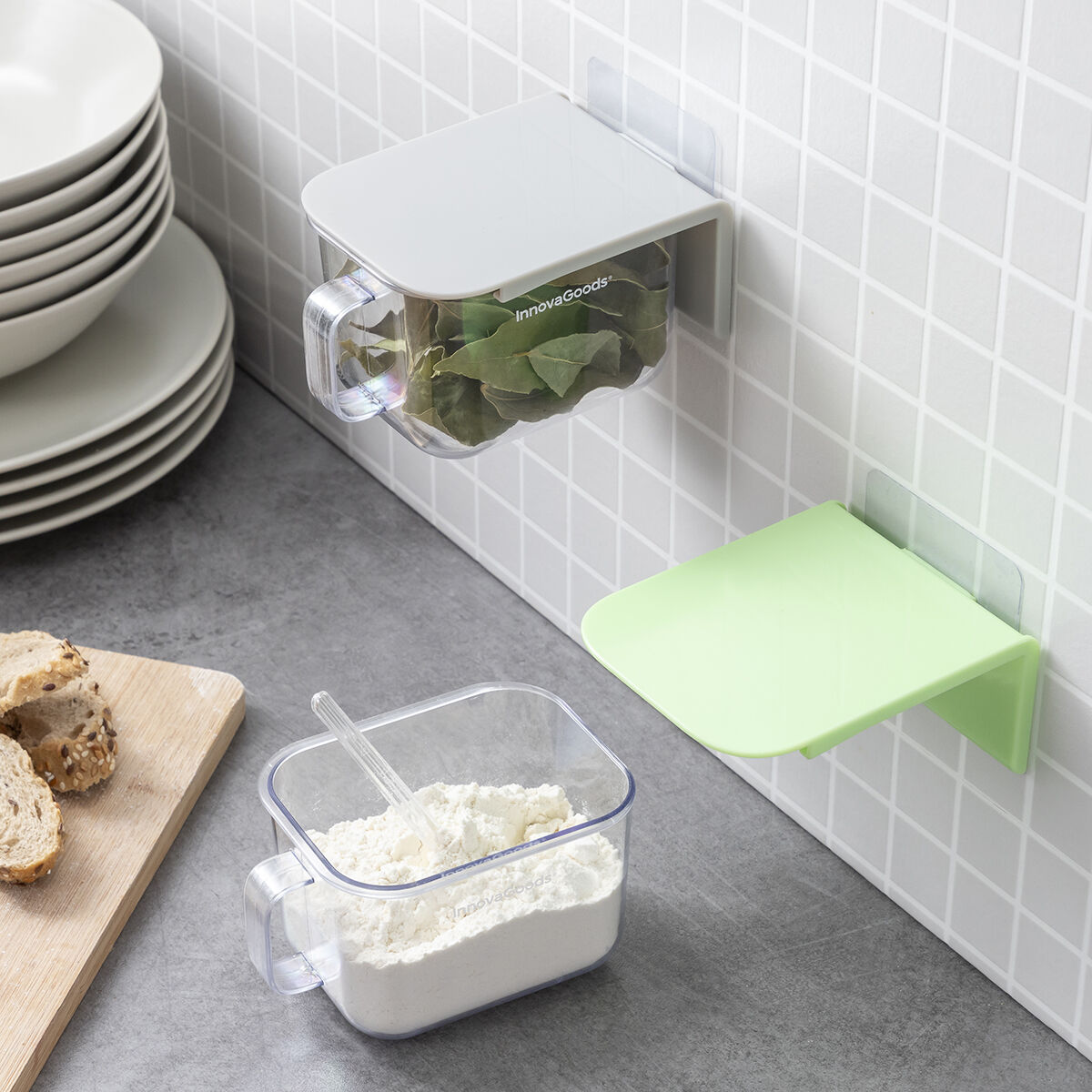 Removable Adhesive Kitchen Containers Handstore InnovaGoods Pack of 2 units Removable Adhesive Kitchen Containers Handstore InnovaGoods Pack of 2 units