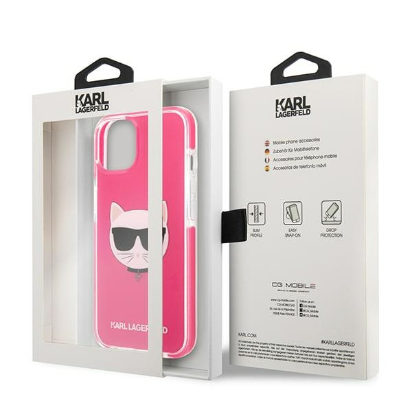Karl Lagerfeld KLHCP13STPECPI Apple iPhone 13 mini hardcase fuschia Choupette Head