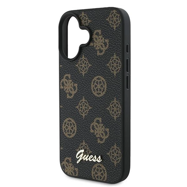 Case Guess GUHMP16MPGPYSK Apple iPhone 16 Plus hardcase PU Peony Script MagSafe black
