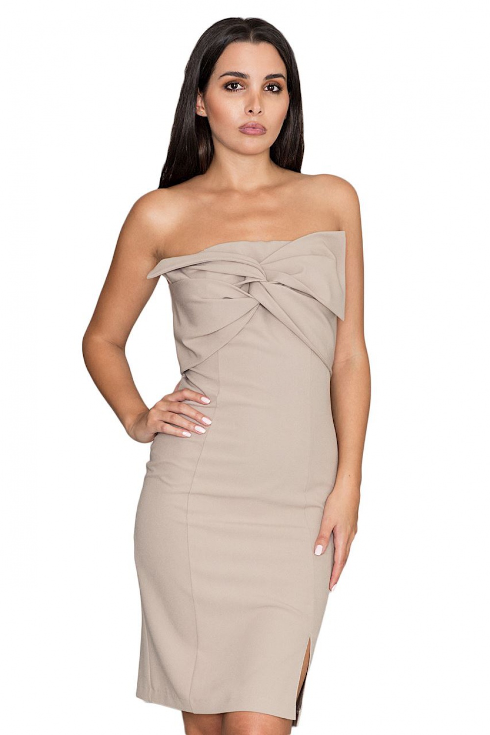 Sukienka Model M571 Beige - Figl Beżowy Damska