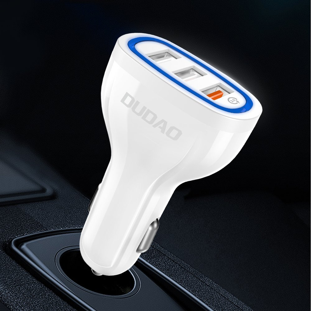 Dudao Car Charger Quick Charge Quick Charge 3.0 QC3.0 2.4A 18W 3x USB white (R7S white)