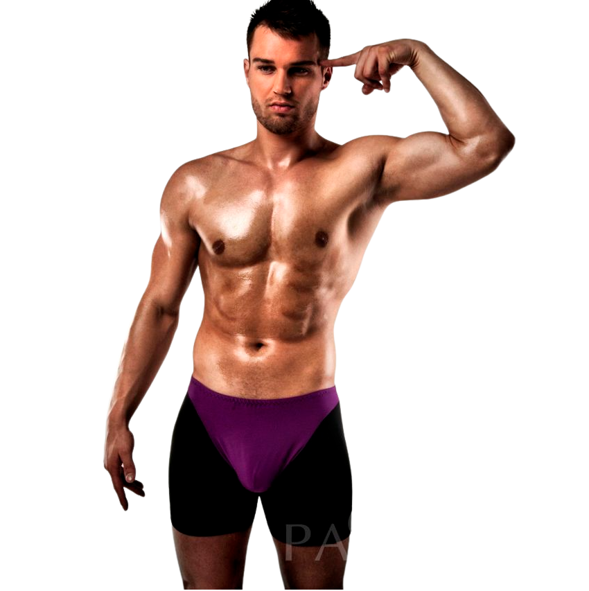 PASSION -BOXER 009 LILAC/BLACK EROTIC PASSION LINGERIE S/M