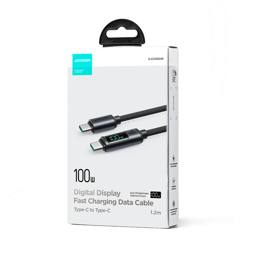 Joyroom S-CC100A16 USB-C/USB-C Cable 100W 1.2m LED display black