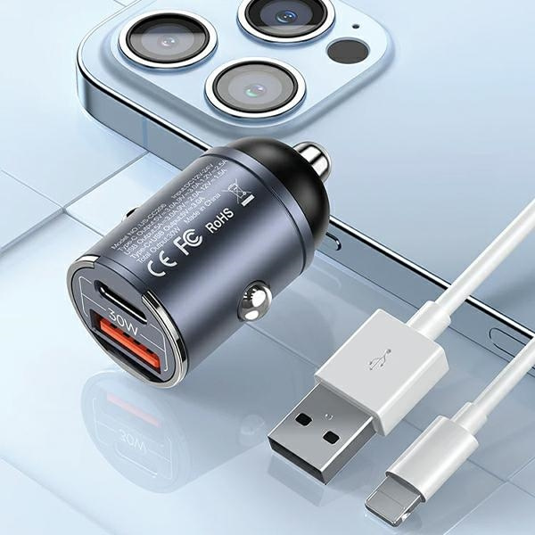 USAMS C38 USB-A, USB-C 30W PD Fast Charge car charger tarnish 