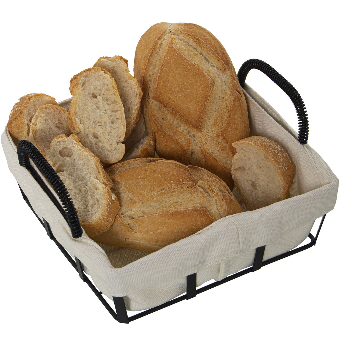 Breadbasket Alexandra House Living White Metal Cloth 22 x 11 x 20 cm