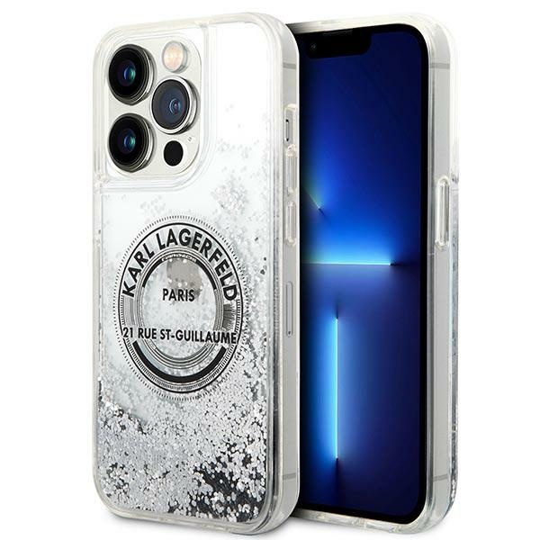 Karl Lagerfeld KLHCP14LLCRSGRS Apple iPhone 14 Pro silver hardcase Liquid Glitter RSG