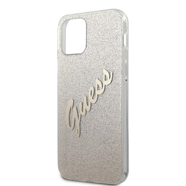 Guess GUHCP12LPCUGLSGO Apple iPhone 12 Pro Max gold hardcase Glitter Gradient Script