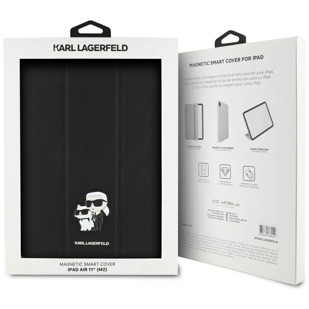 Karl Lagerfeld KLFC11RM24SAKCK Apple iPad Air 11" 2024 (6 gen) Book Cover Saffiano Magnetic Karl &Choupette black