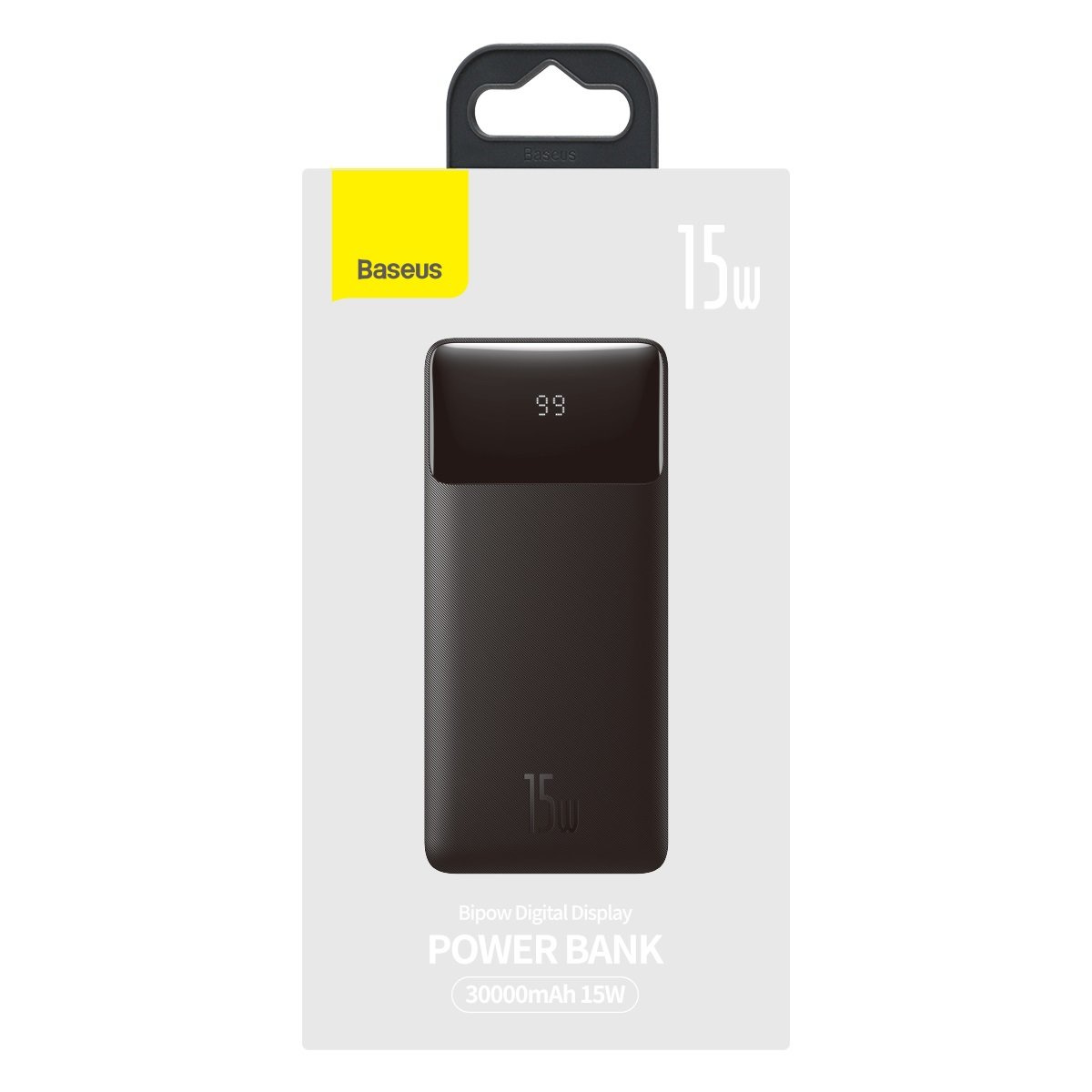 Powerbank Baseus Bipow Display 30000mAh 15W black (Overseas Edition) + USB/microUSB cable 0.25m black