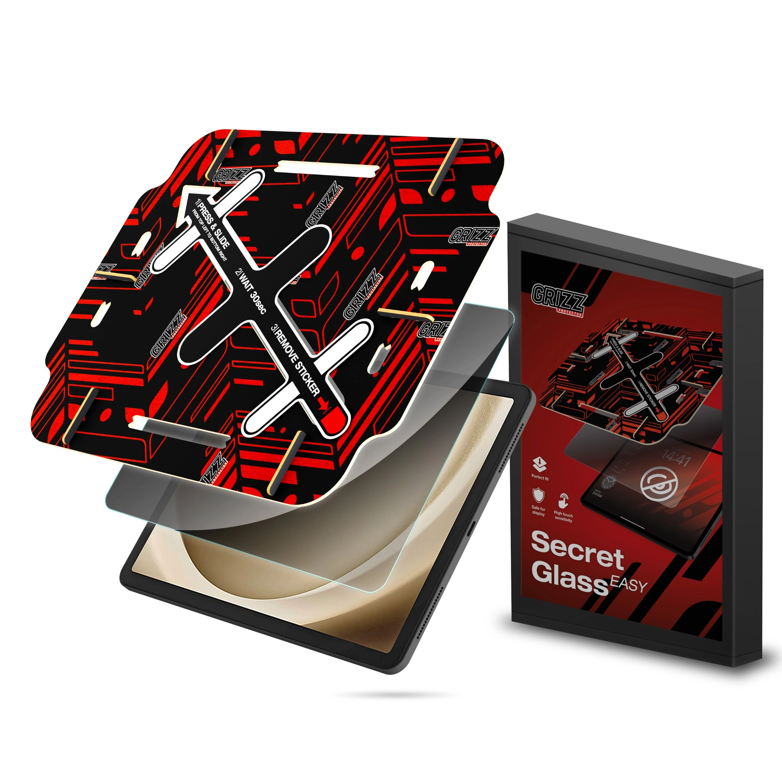 Privacy Glass GrizzGlass SecretGlass Easy for Samsung Galaxy Tab A9 Plus