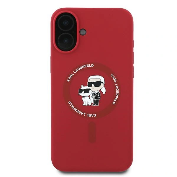 Case Karl Lagerfeld KLHMP16MSCMKCRHR Apple iPhone 16 Plus hardcase Silicone Karl&Choupette Heads Ring MagSafe red
