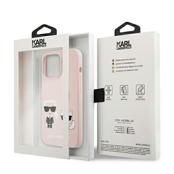 Karl Lagerfeld KLHMP13XSSKCI Apple iPhone 13 Pro Max hardcase light pink Silicone Ikonik Karl & Choupette Magsafe