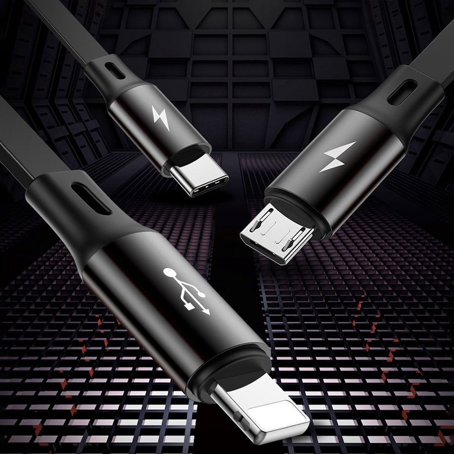 Baseus Golden Loop 3in1 USB-A/microUSB - Lightning - USB-C Cable 3.5A 35cm-120cm black
