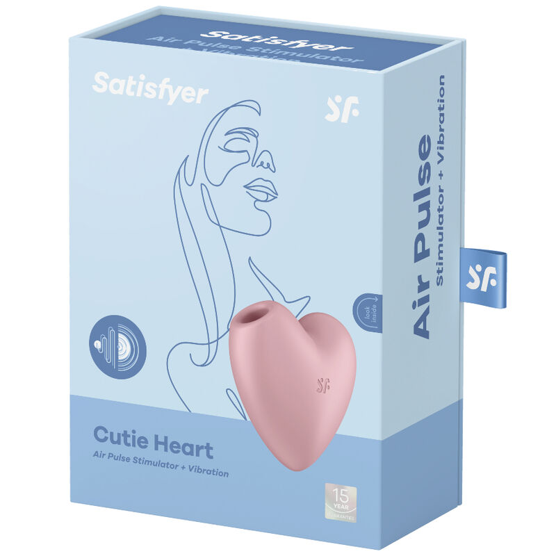 SATISFYER CUTIE HEART AIR PULSE STIMULATOR & VIBRATOR - PINK