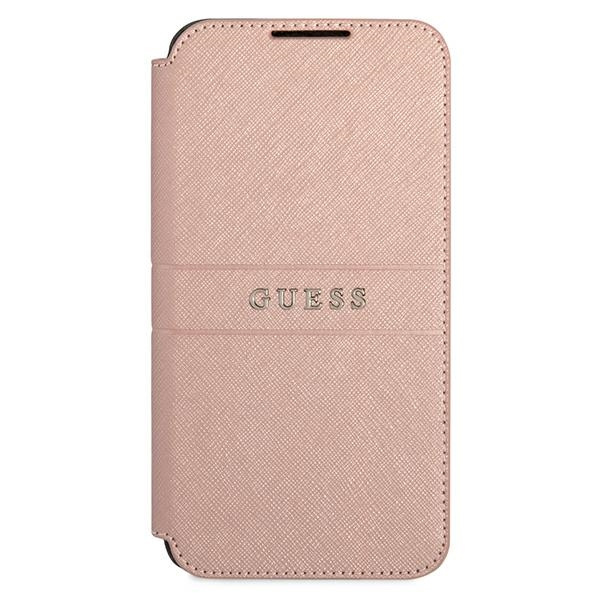 Guess GUBKS22MPSASBPI Samsung Galaxy S22+ Plus pink book Saffiano Stripes