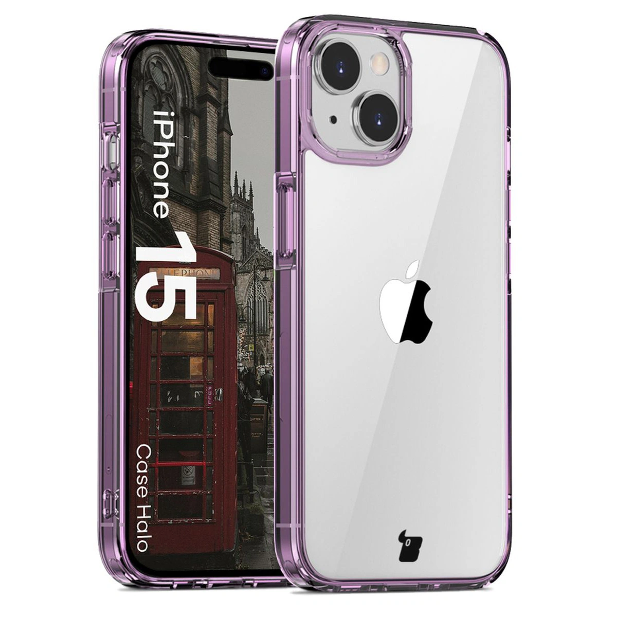Bizon Case Halo for Apple iPhone 15 transparent-purple