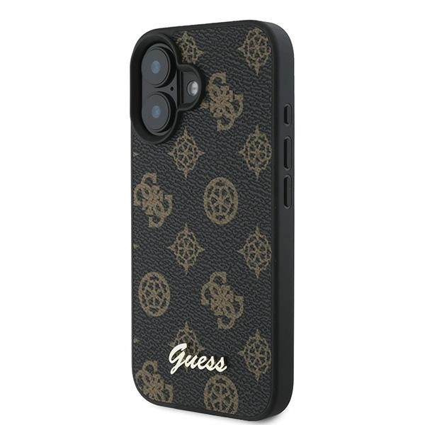 Case Guess GUHMP16MPGPYSK Apple iPhone 16 Plus hardcase PU Peony Script MagSafe black