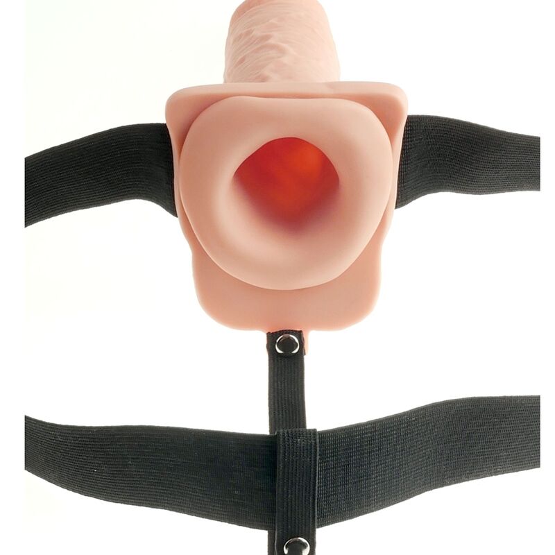 FETISH FANTASY SERIES - ADJUSTABLE HARNESS REALISTIC PENIS WITH BALLS RECHARGEABLE AND VIBRATOR 28 CM