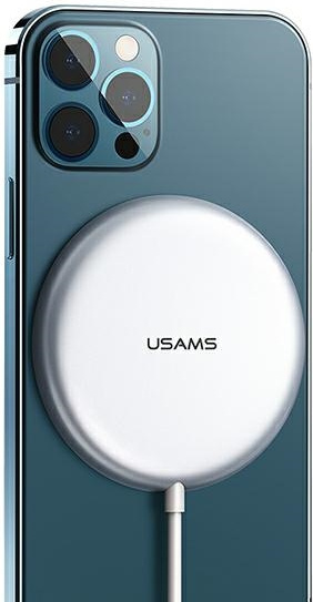 USAMS Wireless Charger US-CD160 magnetic W2 15W aluminiowa Apple iPhone 12 series silver CD160DZ01