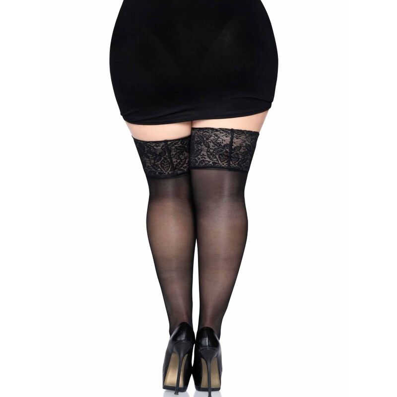 LEG AVENUE STAY UPS SHEER THIGH HIGH PLUS SIZE