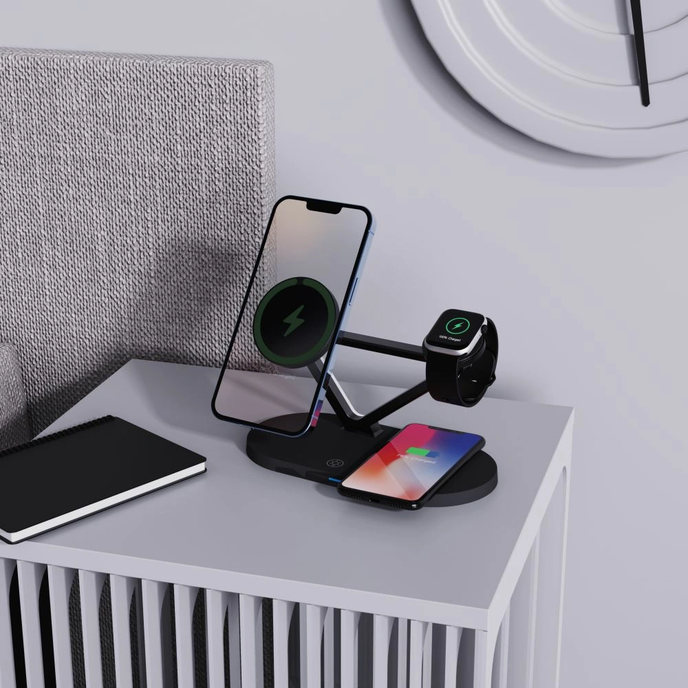 Tech-Protect QI15W-A41 3in1 Magnetic MagSafe Wireless Charger Black
