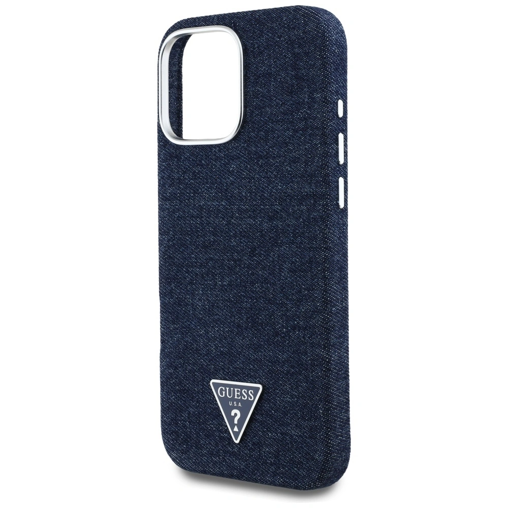 Guess Denim Triangle Logo MagSafe Apple iPhone 16 Pro blue