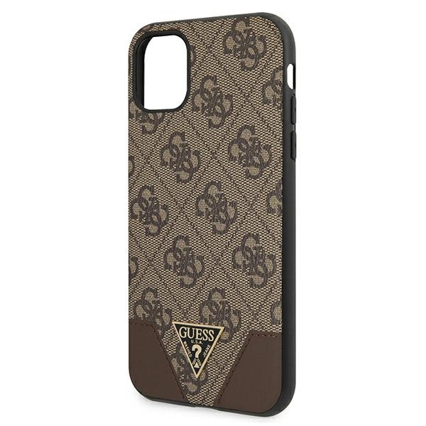 Guess GUHCN61PU4GHBR Apple iPhone 11 brown hardcase 4G Triangle Collection