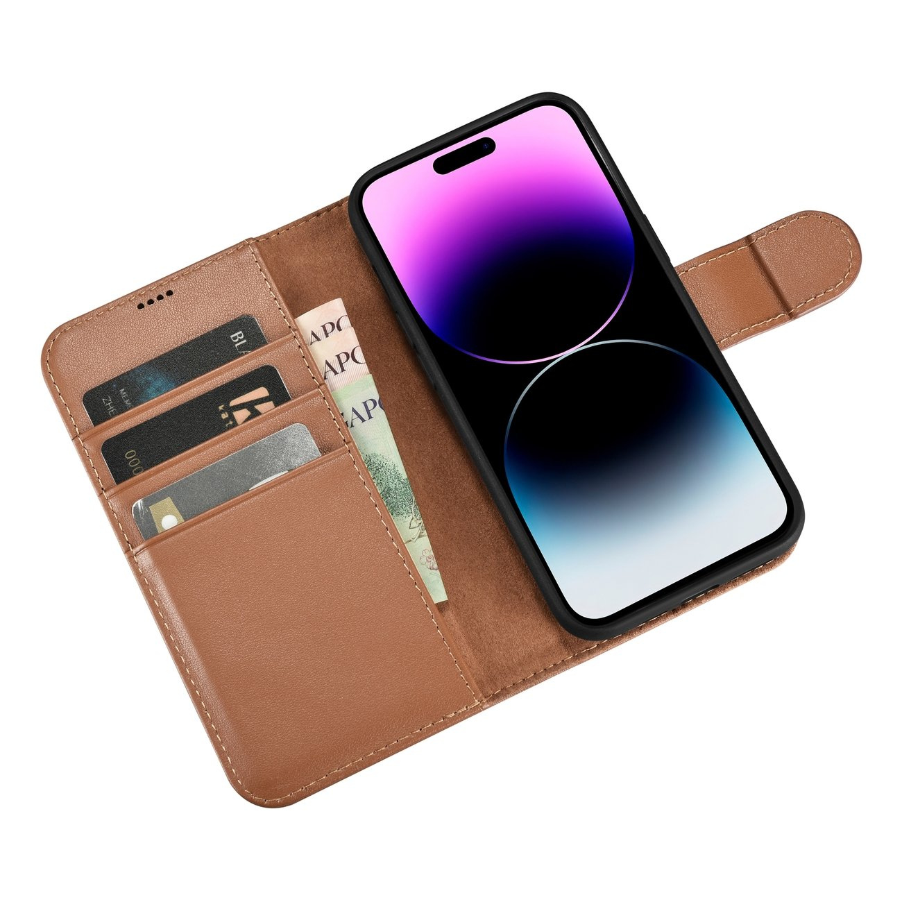 iCarer Wallet Anti-RFID 2in1 Apple iPhone 14 Pro brown
