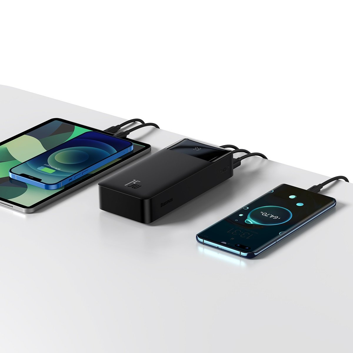 Powerbank Baseus Bipow Display 30000mAh 15W black (Overseas Edition) + USB/microUSB cable 0.25m black