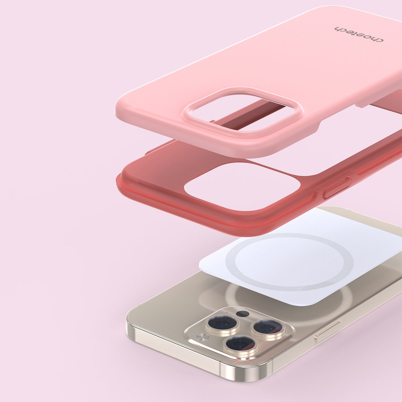 Choetech PC0113-MFM-PK MFM Anti-drop Made For MagSafe Apple iPhone 13 Pro pink