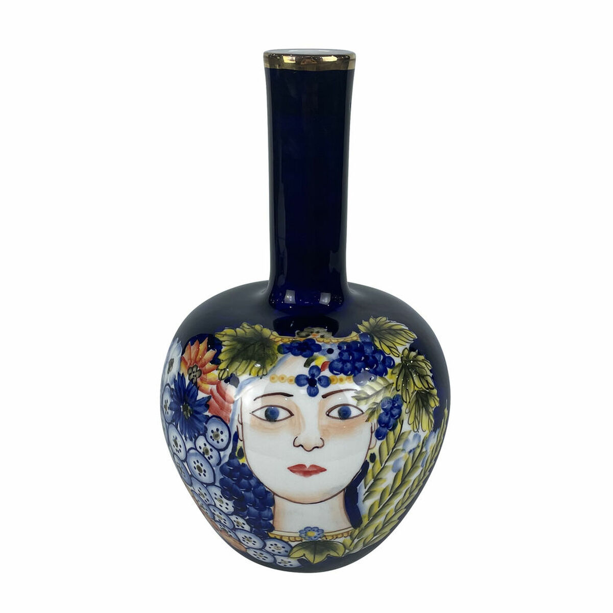 Wazon DKD Home Decor Twarz Porcelana Niebieski Wielokolorowy 17 x 17 x 30 cm