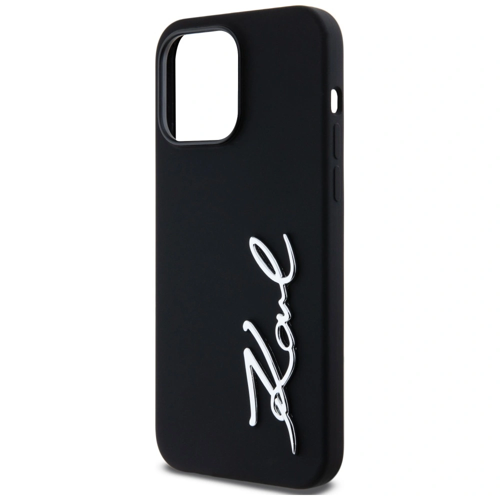 Karl Lagerfeld Silicone Metal Script Logo Apple iPhone 14 Pro Max black