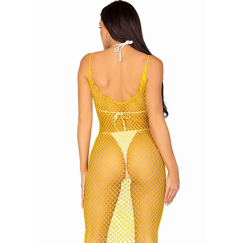 LEG AVENUE - LONG NET DRESS YELLOW ONE SIZE