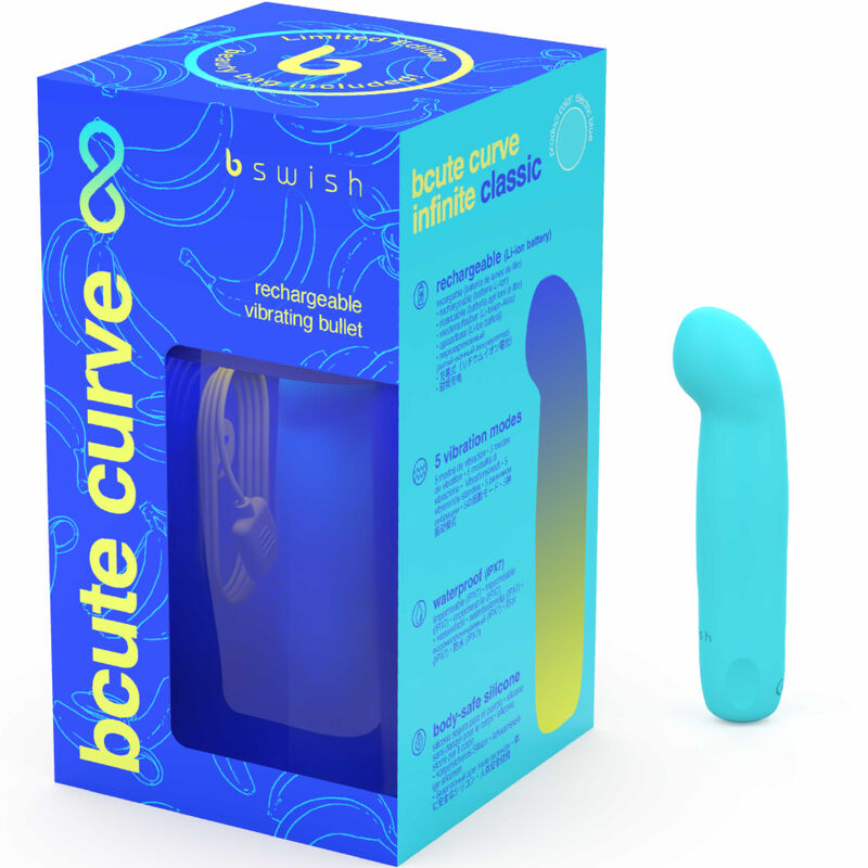 B SWISH - BCUTE CURVE INFINITE CLASSIC LIMITED EDITION SILICONE RECHARGEABLE VIBRATOR ELECTRIC BLUE