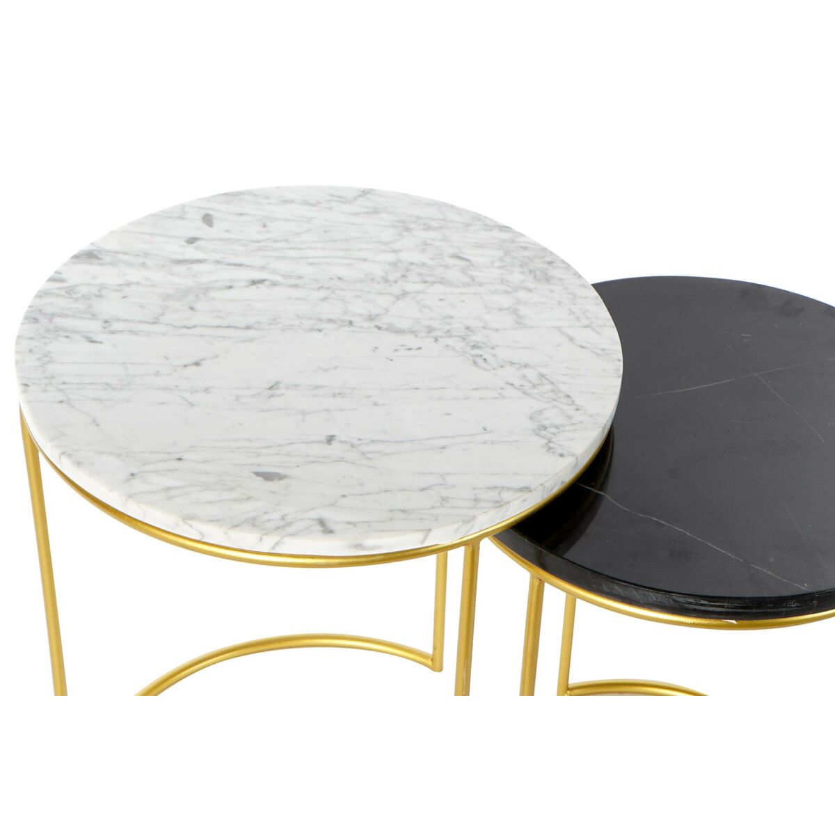 Set of 2 tables DKD Home Decor White Black Golden Metal Marble 40 x 40 x 46,5 cm