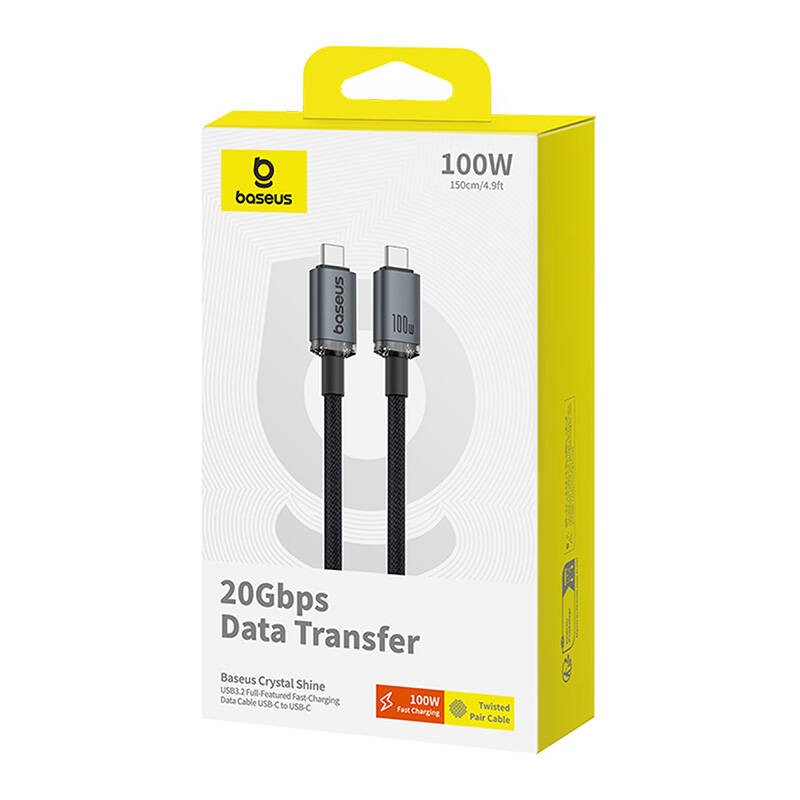 Baseus Crystal Shine USB-C / USB-C cable 100W 1.5m 20Gbps black