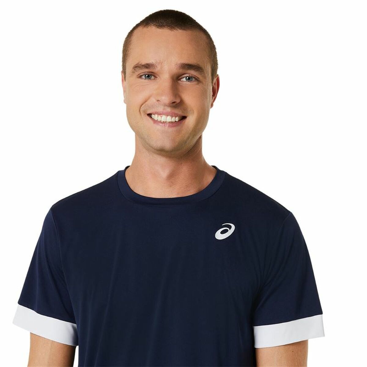 Short-sleeve Sports T-shirt Asics Court Navy Blue Tennis