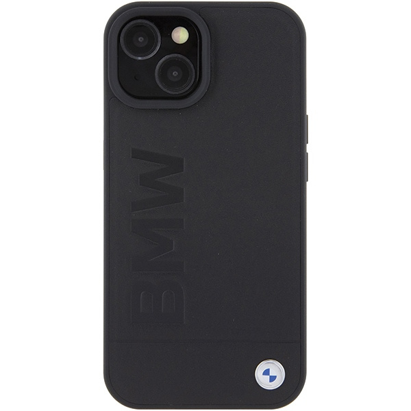 BMW BMHCP15SSLLBK Apple iPhone 15 Leather Hot Stamp black