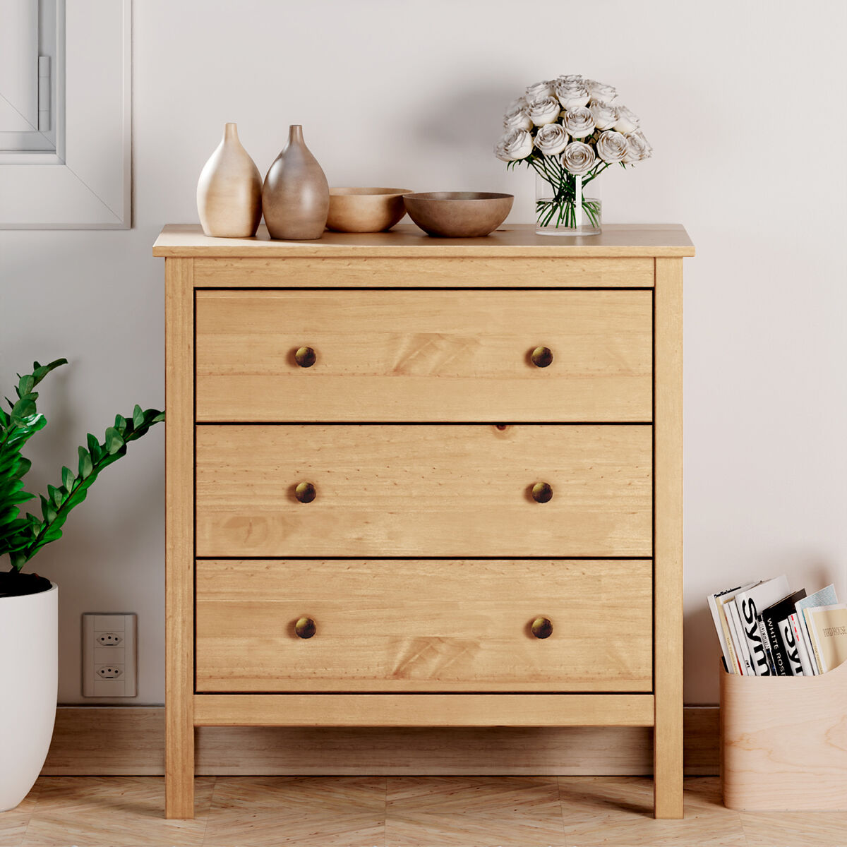 Chest of drawers Alexandra House Living Oak 76 x 81 x 39 cm 3 drawers