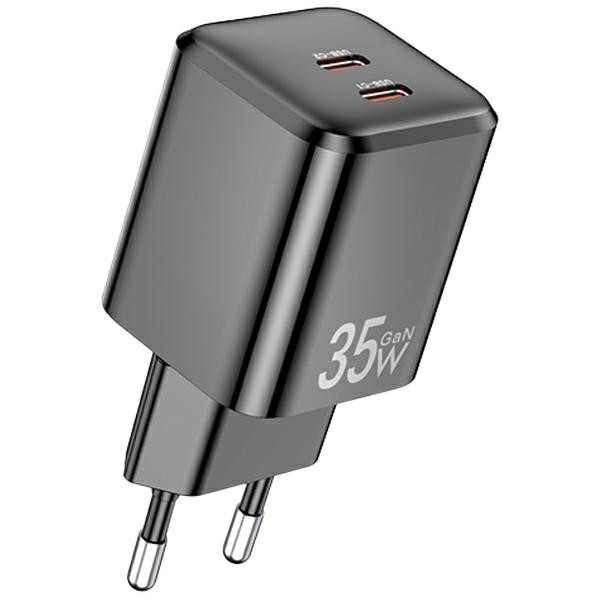 AWEI PD65-EU GaN 35W 2xUSB-C wall charger black