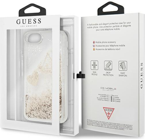 Guess GUOHCI8GLHFLGO Apple iPhone SE 2022/SE 2020/8/7 złoty hardcase Glitter Charms