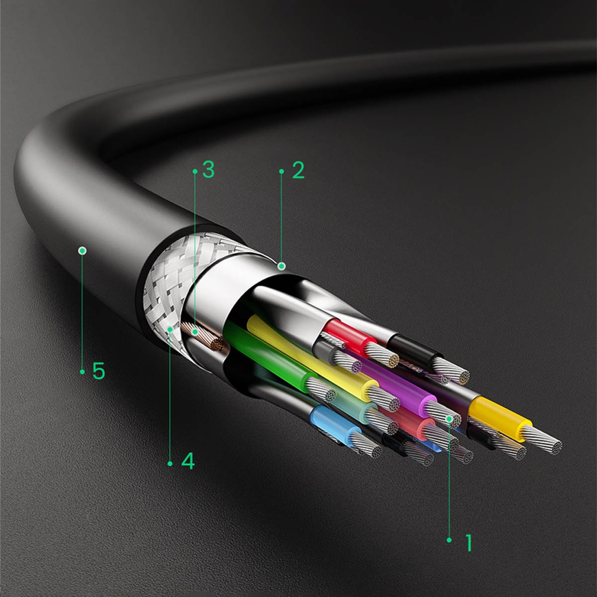 Kabel UGREEN US128 USB-A/USB-A USB 3.0 5Gb/s 0.5m czarny