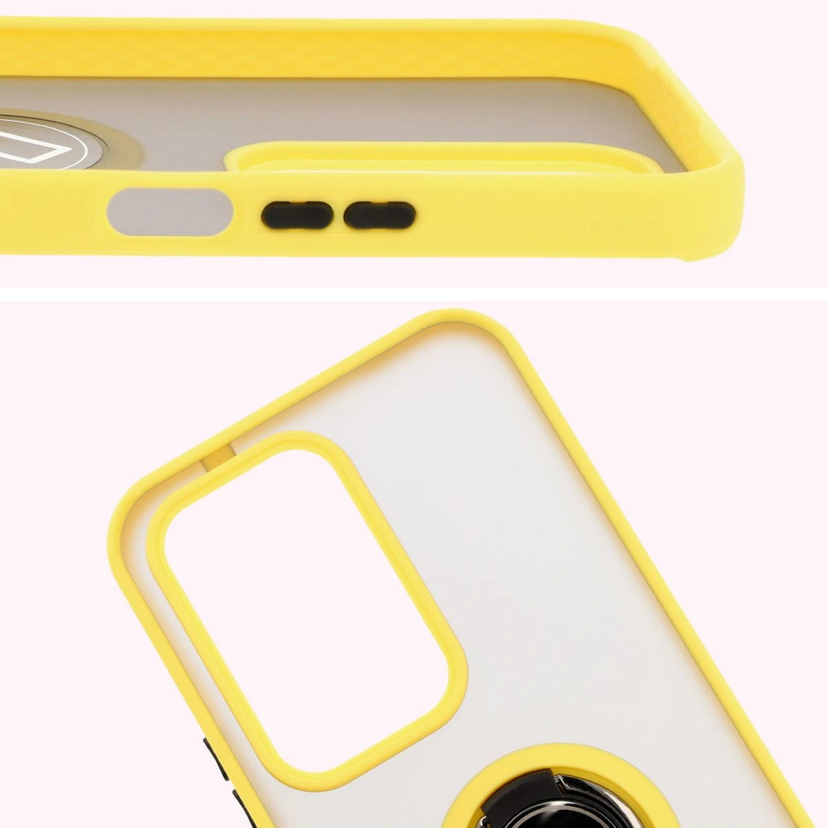Bizon Case Hybrid Ring Honor 200 Lite smoky with a yellow frame