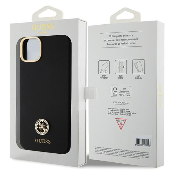 Guess GUHCP15M4DGPK Apple iPhone 15 Plus / 14 Plus hardcase Silicone Logo Strass 4G black