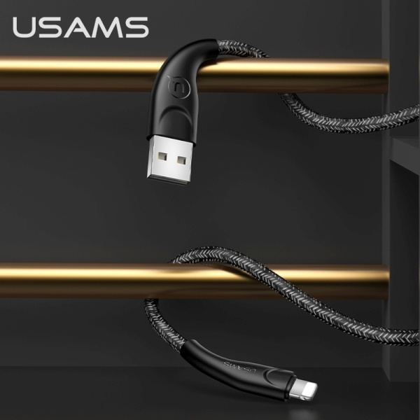 USAMS Nylon Cable U41 Lightning 2m 2A black SJ394USB01 (US-SJ394) Fast Charge
